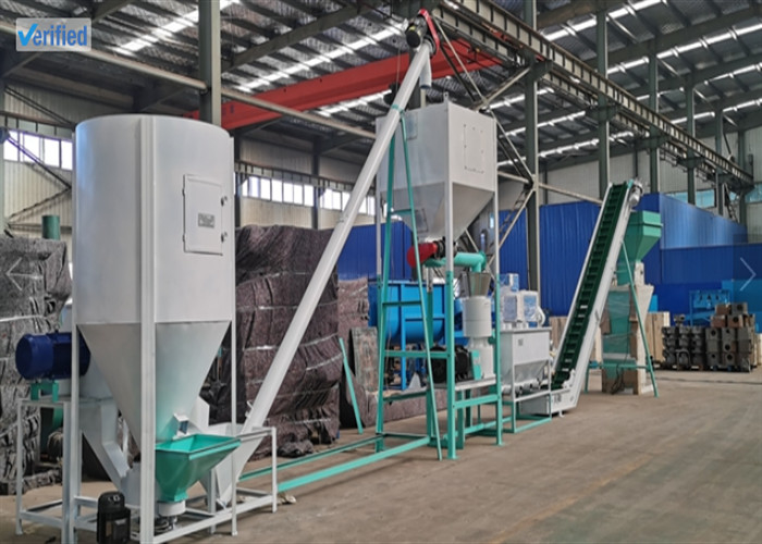 1t/h, 2t/h flat die animal feed production line for chicken feed cattle goat rabbit poultry feed pellet production line