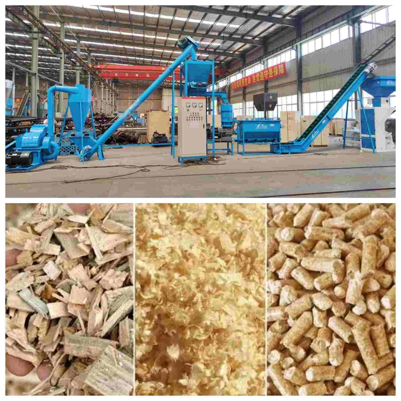 Complete 1~5T/H Biomass Sawdust Wood Pellet Production Line For Heating