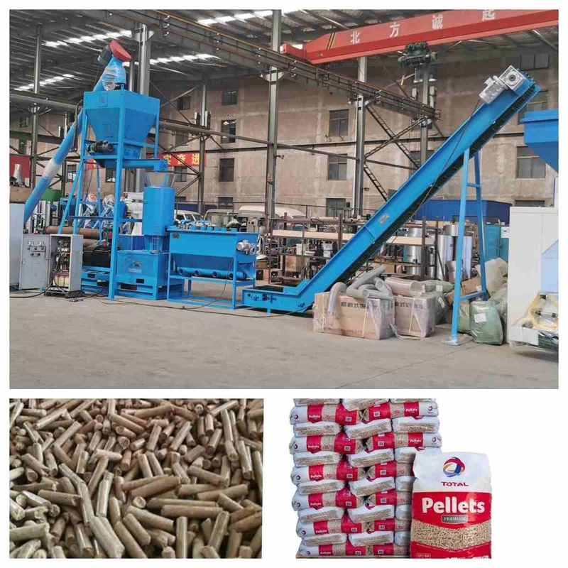 OEM 400-600kg/H complete Wood Pellet Production Line With Dryer Machine make 6mm pellets