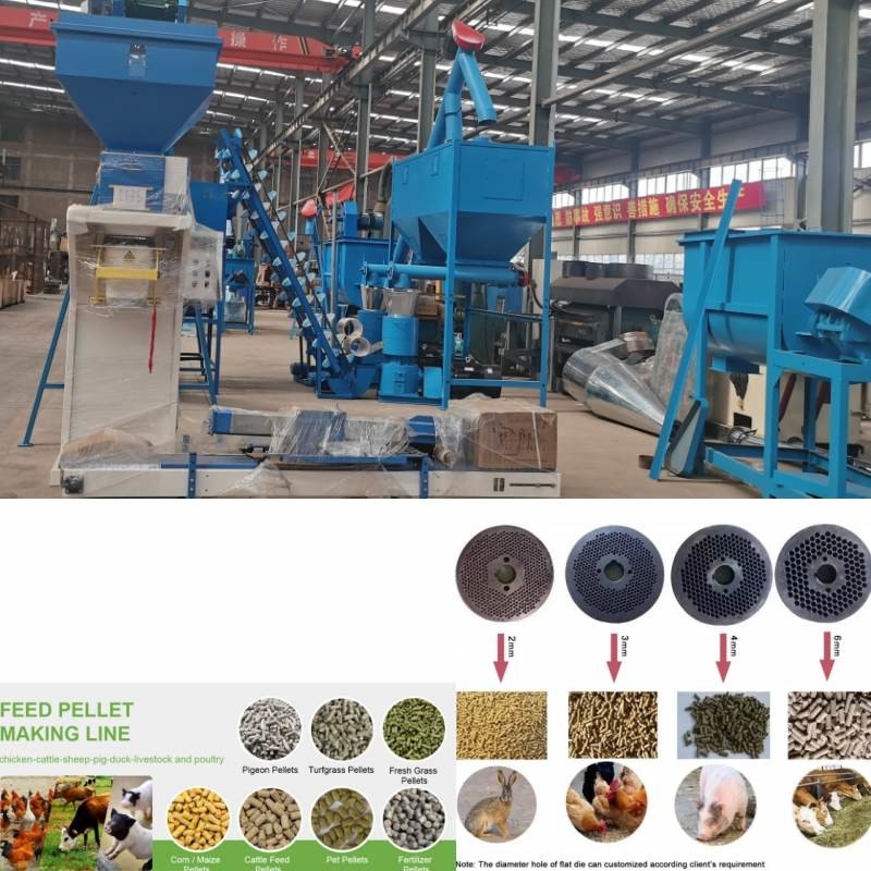 2 Tons/Hour Feed Pellet Production Line For Animal Poultry Feed