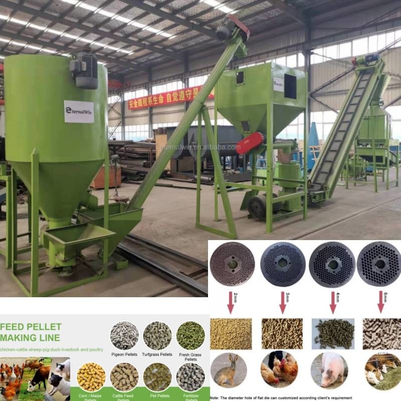 1Ton Livestock Animal Feed Machinery Grass Pellet Making Machine Corn Wheat