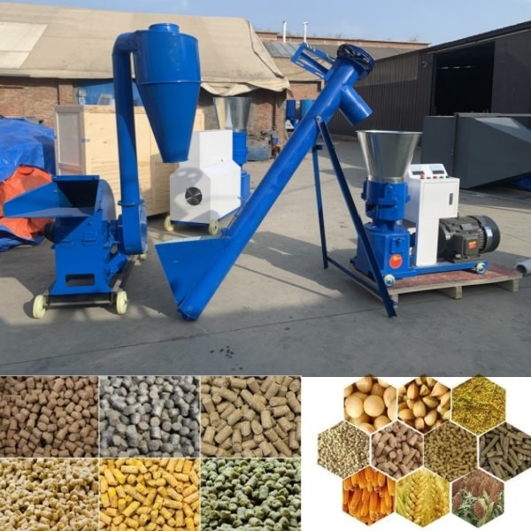 100-1200kg/H Animal Feed Pellet Maker Flat Die Pellet Mill 1-12mm Final Pellet Size