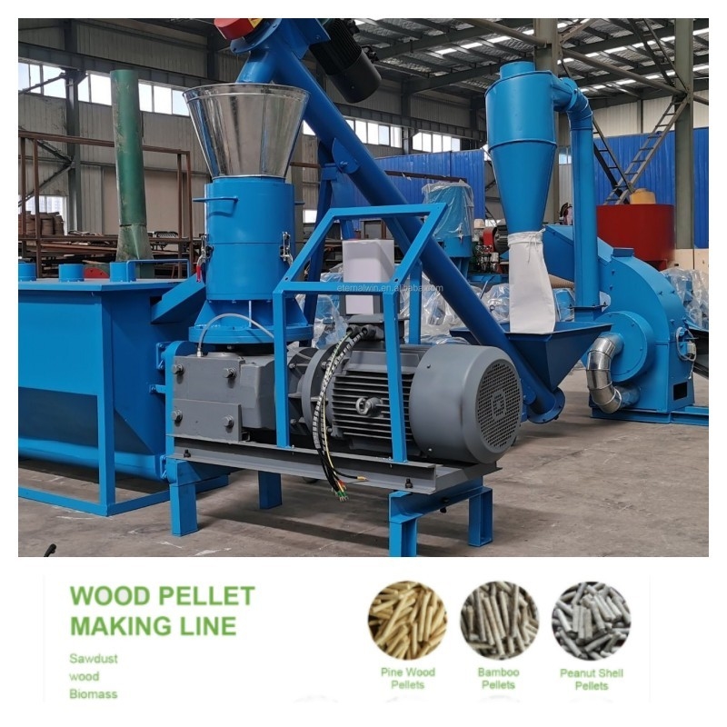 100-1200kg/H Wood Pellet Maker 22-55KW Wood Pellet Line With Adjustable Size
