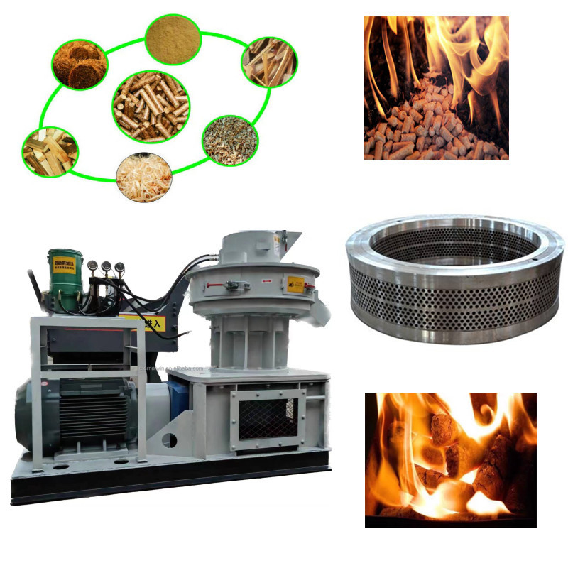 4-12mm Wood Pellet Press Machine 0.8-4ton/H Automatic Lubrication Feed Pellet Mill