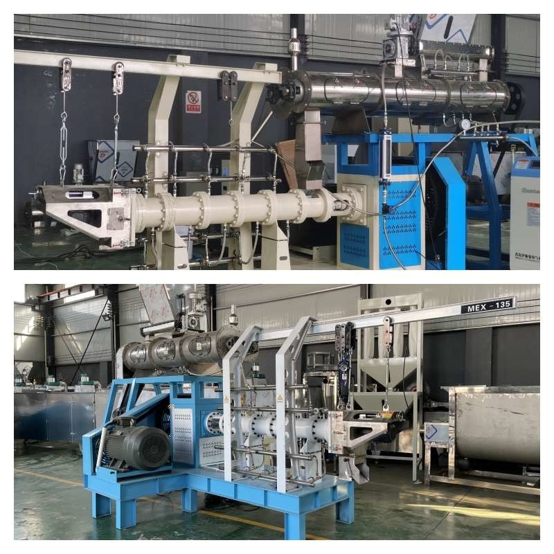 Carbon Steel Dry Type Fish Feed Extruder Single Screw Dog Food Extruder Machines