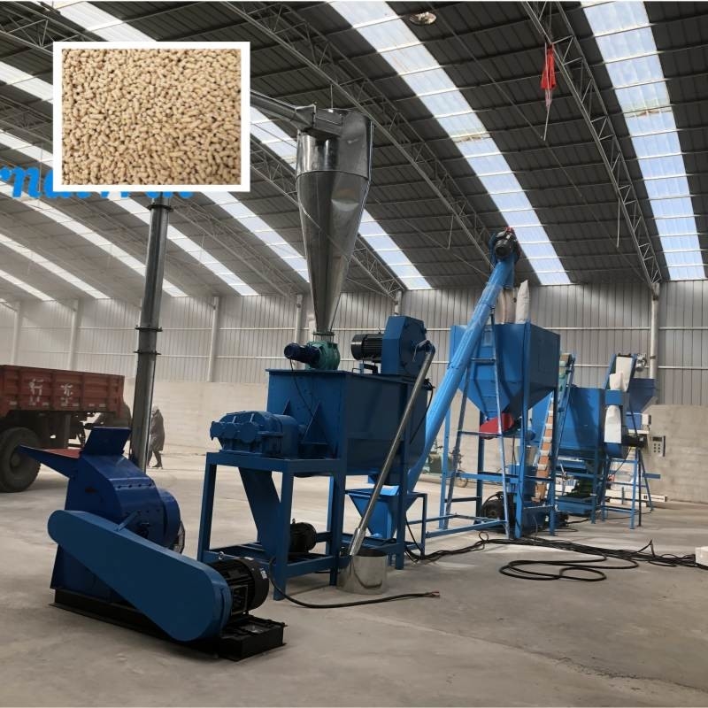 Flat Die 1-2t/H Poultry Animal Feed Pellet Production Line Pelletizer