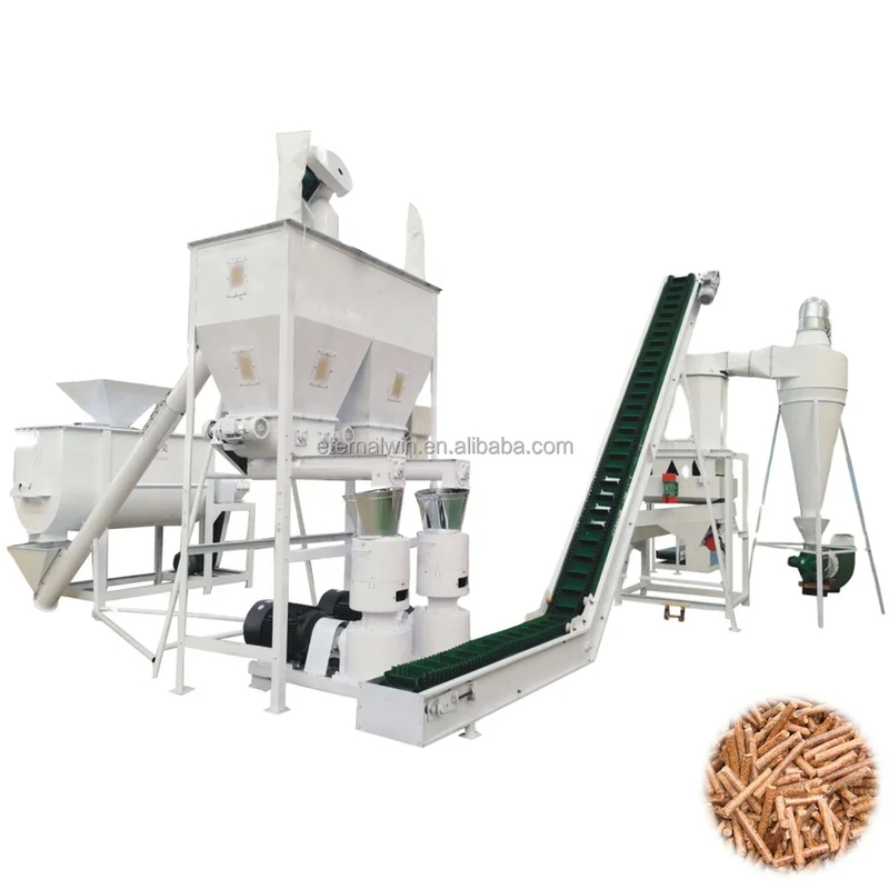 Customized Biomass Pelletizing Line For Final Pellet Diameter 6-12mm Ring Die Pellet Mill