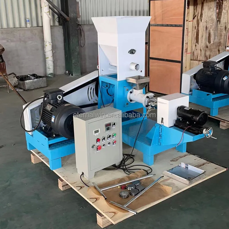 Single Screw Dry Type Fish Feed Machine With Automatic Feeding